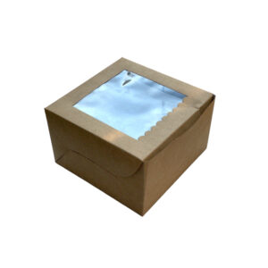 BROWN (WHITE)-1/2 KG CAKE BOX WITH WINDOW